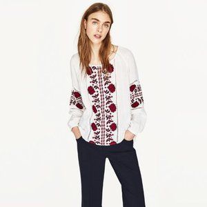 Zara Floral Embroidered Blouse